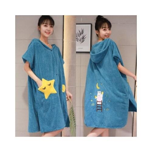 Fashion Open Front Wearable Beach Poncho Towel Quick Drying Soft Absorbing Water Changing Robe Bath Towels With Cloak Bath Dress