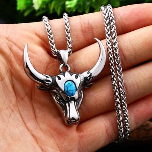 Nordic Viking Bull Head Pendant Necklace Classic Animal Personality Jewelry