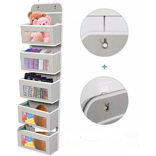 Wall Hanging Storage Bags Behind The Door Non-woven Wardrobe Hanging Finishing Bag With 4 Pockets Dorm Bath Kitchen Storage