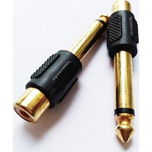 NCHTEK Gloden Plated 1/4" 6.3MM MONO MALE TO RCA FEMALE AUDIO ADAPTER JACK/Free shipping/10PCS