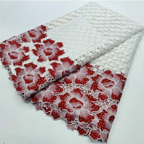 Nigeria African Cord Guipure Lace Fabric With Stone 2020 High Quality French Mesh Water Soluble Cord Lace For Christmas Party