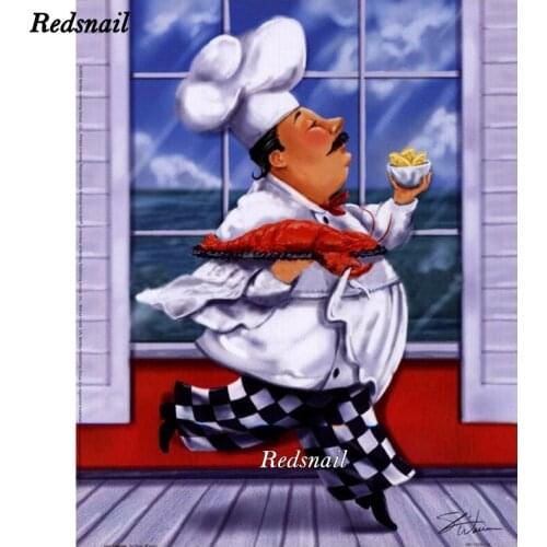 Italian chef Diamond Embroidery Full Display diy Diamond Painting Cartoon 5D Square Round Rhinestones Decor Home Beadwork EE773