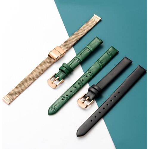 New leather replacement dw accessories men and women cowhide leather strap steel mesh belt pin buckle