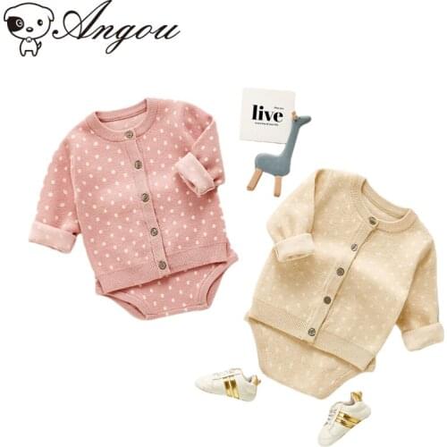 Angou Newborn Baby Girls Clothes Baby Girls Clothes Infant Spring Dot Long Sleeves Cardigan Coat With Shorts Autumn Outfits Suit