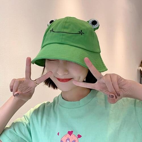 Parent-Kid Cartoon Frog-Bucket Hat Fishing Cap Cute Froggy Hat Homme Femme Bob Chapeau Outdoor Sun Fisherman Hat