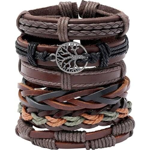 6 pcs/set DIY Combination Leather Bracelet Unisex Braided Bracelet for Women and Men for Any Outfit