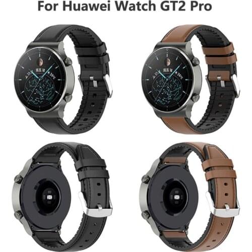 Suitable For Huawei Watch GT2 Pro Layer Cowhide+Silicone Leather Watchband Business Leather Strap Unisex 22mm 20mm Watchstrap