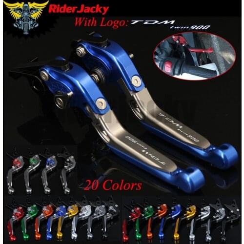 RiderJacky LOGO "TDM twin900" Motorcycle CNC Brake Clutch Levers For Yamaha TDM 900 2002-2004 Adjustable Extendable Foldable