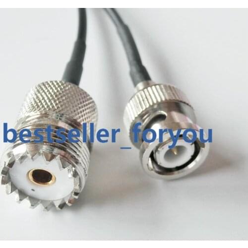 BNC male plug to UHF female SO239 SO-239 jack pigtail RG174 cable 20cm 8inch