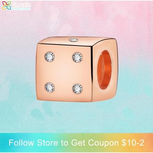 Smuxin 925 Sterling Silver Beads Dazzling Dice Charm fit Original Pandora Bracelets Women DIY Jewelry