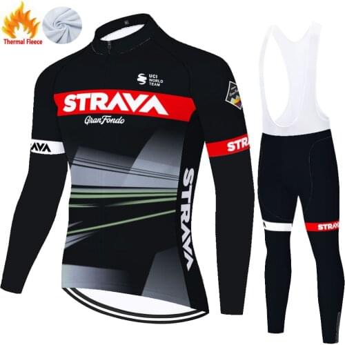 Strava Winter Thermal Fleece Hombre سيكل Kit Complet Cyclisme Equipo 져지 Set Roupa Ciclismo Masculino 자전거의류 Cycling Jersey