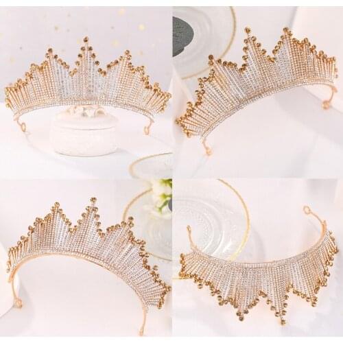 Wedding Bridal Tiara Crown Handmade Faux Crystal Rhinestone Princess Headband Prom Party Baroque Queen Hair Accessories