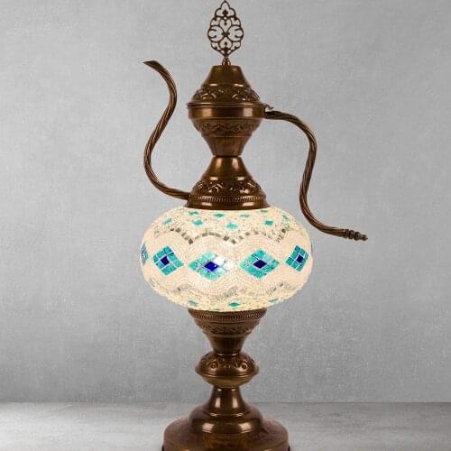 Turkish Moroccan Table Bedside Tiffany Nightstand Crystal Stained Glass Lamp for Bedroom Living Room - Small Vintage Mosaic Deco