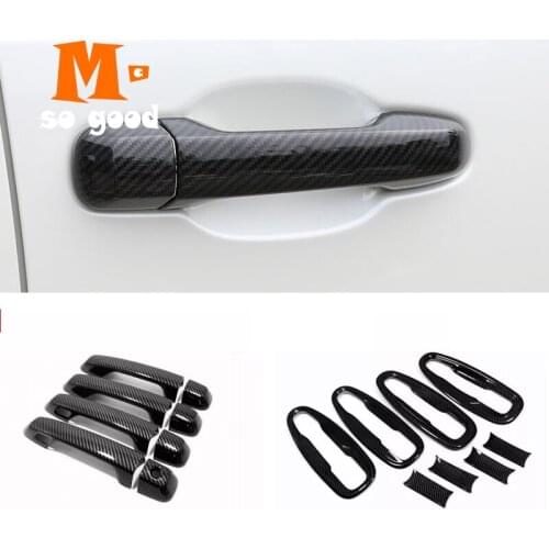 Carbon/Chrome Car side door Handle Bowl Decor sticker trim Cover Accessories For Toyota Land cruiser Prado FJ150 150 2010-2019
