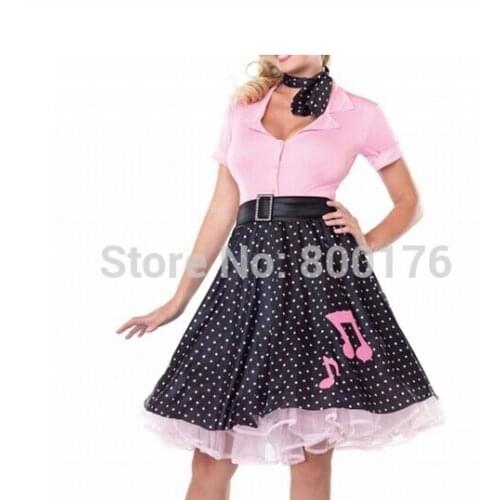 Gorgeous 50s Poodle Rockabilly Retro Swing Grease Fancy Dress Costume plus size s-6xl