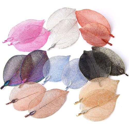 5 Pcs Vintage Leaf Pendants For Women Multi Color Natural Hollow Leaves Necklace Charm For DIY Making Women Jewelry Accessory