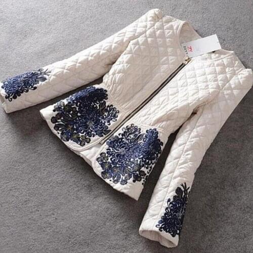 HIGH QUALITY New 2020 Fashion Winter Coat Womens Long Sleeve Stunning Embroidery Zipper Down Jacket Parka Size M-3XL