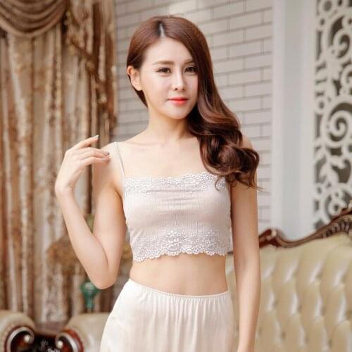 Female Summer Lace Wrapped Chest Silk Original Bra Unremovable chest pad Tube Top Sense Hollow Bottoming Bodice Underwear