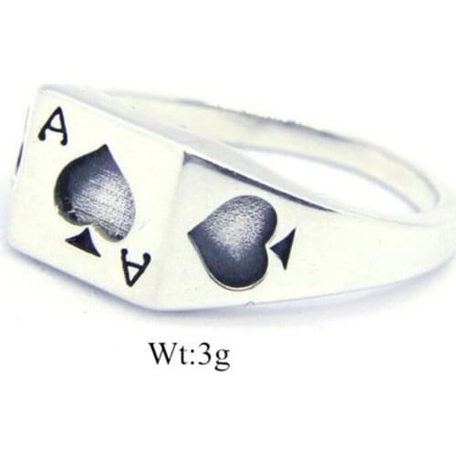 Size 6-10 Poker Spade 925 Sterling Silver Ring Newest Lady Girls S925 Heart Ring