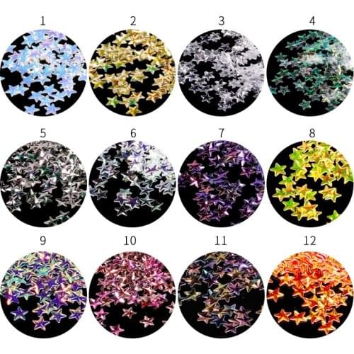 1 Box Star Glitter Star Sprinkle / 3D Confetti Star Sequin Micro Star / Fake Topping (12 Colors / 3mm / 3g) Glitter Sequins