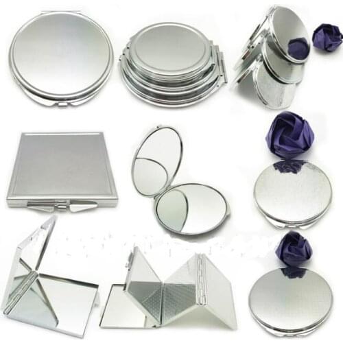 1pcs Portable Women Stainless Steel Makeup Mirror Hand Pocket Folded-Side Cosmetic Make Up Mirror Small Various Shapes Double