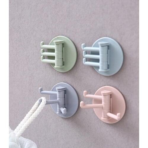 1pc Rotating Hook Seamless Adhesive Paste Branch Rotating Hook Hook Kitchen Wall Crochet Kitchen Supplies Bathroom Multi-Pu L6X0