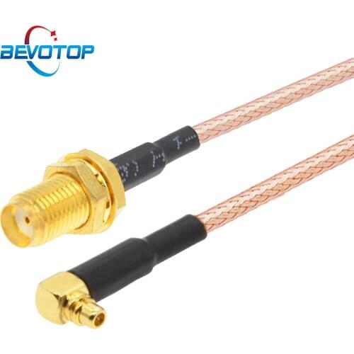 10PCS SMA Female Nut Bulkhead to MMCX Male Right Angle PLUG RG316 Pigtail RF Coaxial Cable MMCX to SMA Adapter Extension Cable