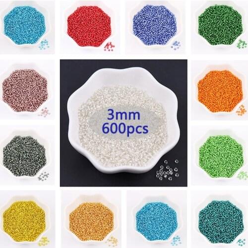 3mm/600pcs Clear Inside Color Bohemian Crystal Glass Beads Seeds Round Hole Beads For DIY Jewelry Making Bracelet Accessories