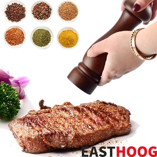 5" 8" Solid Wood Salt Pepper Mills Pepper Mill with Strong Adjustable Ceramic Grinder Kitchen Tools Accessories