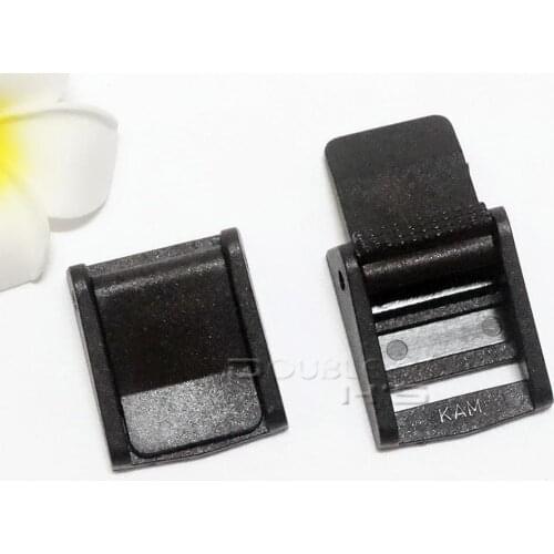 50pcs/lot 3/4" Cam Buckles Plastic Black Toggle Clip Backpack Straps Webbing 20mm