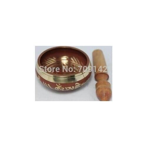9.5cm Tibet Old red Silver Green Blue Black Copper Wholesale Bronze Copper Singing Bowls+Wooden stick
