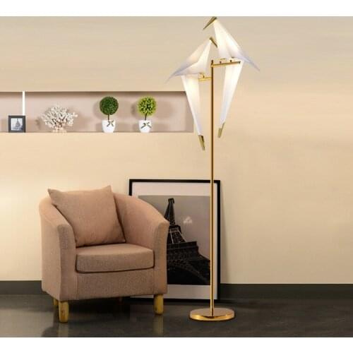 Art Deco Bird Paper Floor lamp Bedroom Studio living room lamp stand origami light Study Bedside Reading table gold floor lamp