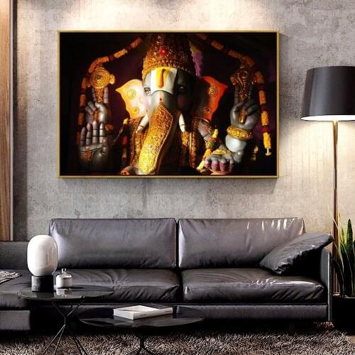 Artcozy Hindu God Oil Canvas Painting for Home Decoration Wall Art Canvas Printings Buddha Spray Painting Horizontal Rectangle