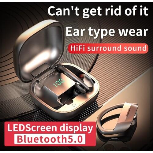 Bluetooth Earphone TWS Wireless Headphones Digital display Headsets earbuds With Earhook Sports waterproof Charging Box