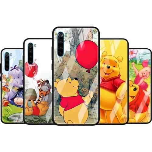 Pooh Bear Cute for Xiaomi Redmi K40 K30 K20 Pro Plus 9C 9A 9 8A 7 Luxury Shell Tempered Glass Phone Case Cover