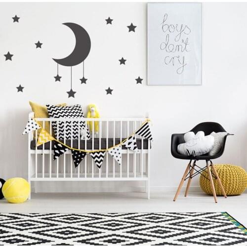 Cheap Sale Cartoon Moon And Stars Vinyl Home Decor For Kids Baby Room Bedroom Nursery School Decal Home Decor Mural NR04