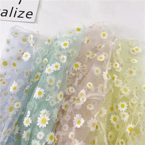DIY curtain dress childrens clothing small flower fabric Little daisy mesh fabric