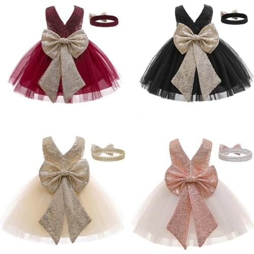 FOCUSNORM 0-24M Newborn Baby Girls Princess Dress Headband 2pcs Sequined Solid Sleeveless Lace Tutu Sundress Party