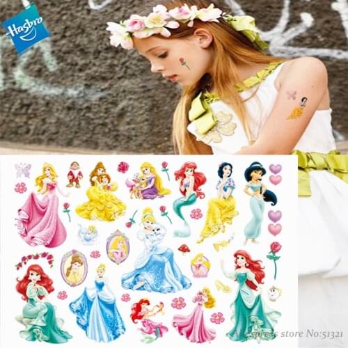 Hasbro Mermaid Princess Arie Children Cartoon Temporary Tattoo Sticker For Girl Cartoon Toy Waterproof Birthday Party Girl Gift