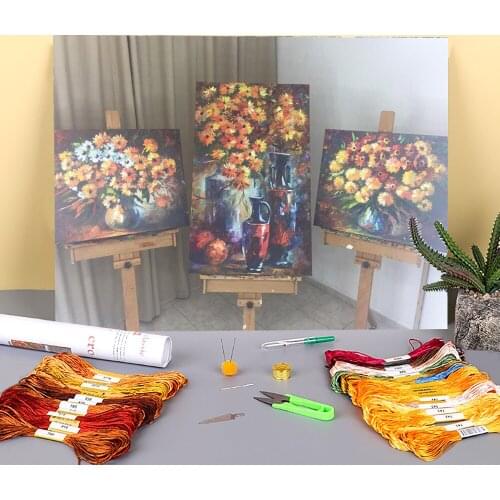 Flowers Passion Set Pieces Printed Canvas 11CT Cross-Stitch Embroidery Patterns DMC Threads Hobby Handiwork Adults