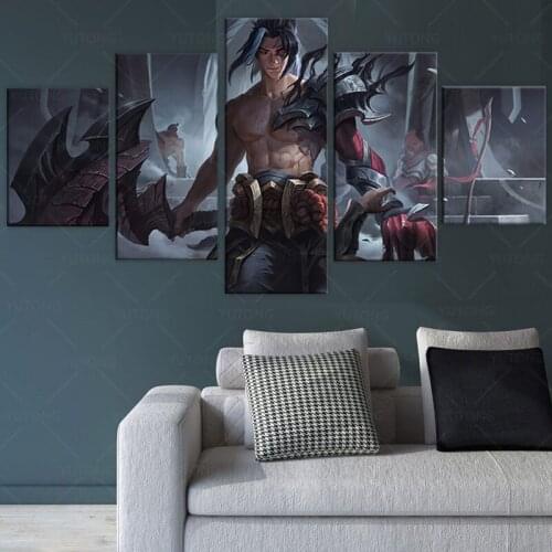 5 piece Kayn League of Legends Poster print Art Canvas Paintings HD Wall Pictures for Living Room home Decor- Unframed