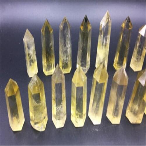 Natural yellow crystal pillars, lemon yellow crystal household decoration