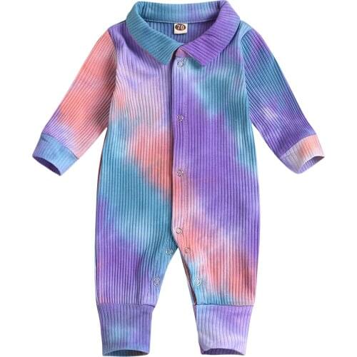 Spring Newborn Infant Rompers Baby Girls Long Sleeve Tie-dye Ruffles Romper Toddler Girl Fall Clothes Newborn Photography Romper