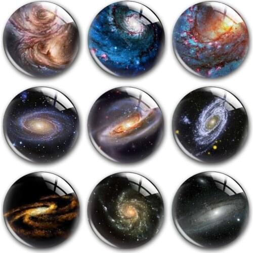 Hand made Starry sky Milky Way Galaxy round photo glass cabochon demo flat back, DIY collares oorbellen jewelry making supplies