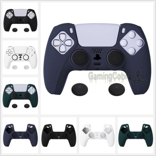 PlayVital Pure Series Anti-Slip Silicone Cover Skin Soft Rubber Case for PS5 Wireless Controller with Thumb Grip Caps