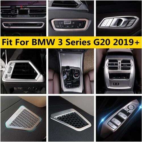 Shift Gear Head Light Lamp Window Lift Button Panel Cover Kit Trim Stainless Steel Accessories For BMW 3 Series G20 2019 - 2021