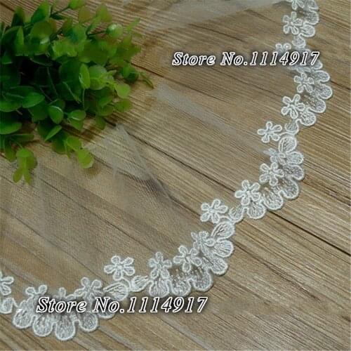 Off-white Small Flower Wave Mesh Embroidery Lace Trim Handmade DIY Accessories Doll Clothes Fabric Width 10cm 5Yds/lot