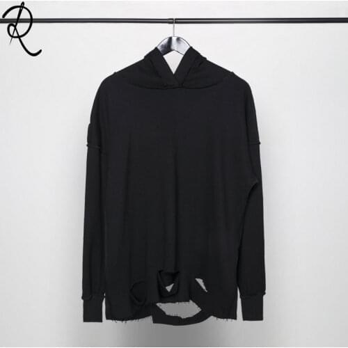 Autumn and winter dark department personality burrs holes under the Hood Hoodie Long Sleeve Hoodie men fashion INS