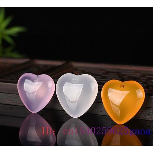 Jade Heart Pendant Necklace Fashion Chalcedony Green White Gifts Carved Natural Jewelry Women Charm