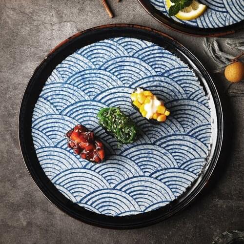 Sea ripple Japanese-style flat plate creative dinner plate round western plate steak plate ceramic flat plate dinner plate break